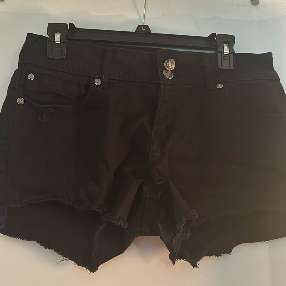 Black denim shorts
